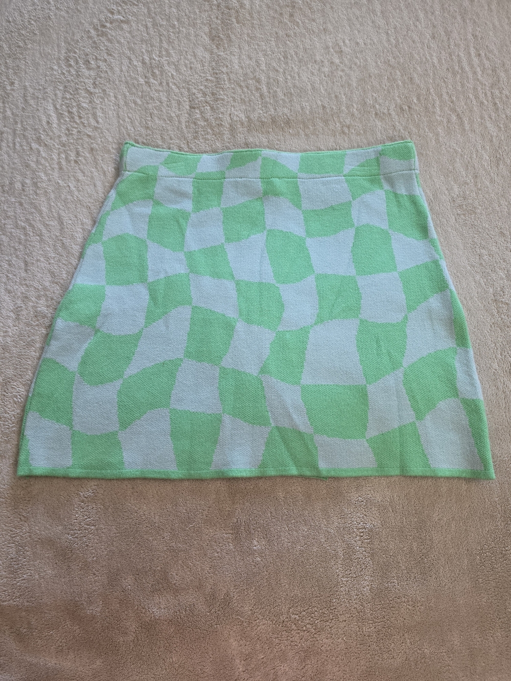 Double Zero Mint Green & White Checker Knit Mini Skort - Picture 2 of 3